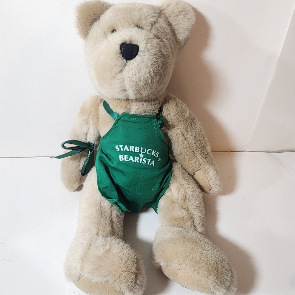 Starbucks Bearista Plush Teddy Bear Tan Green Apron Collectible 1990s 2000s
